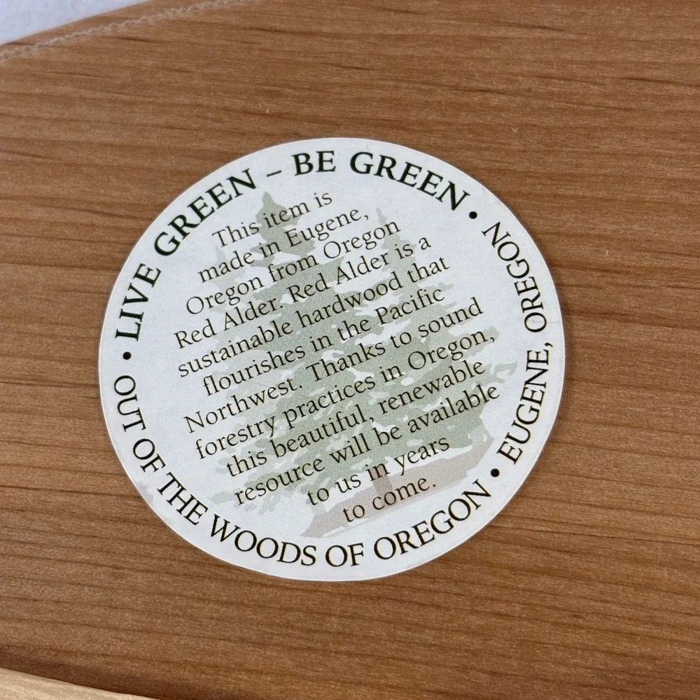 Out of the Woods of Oregon Red Alder Wood Bread & Oil Board w/ Ceramic Bowl NEW